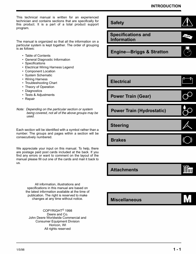 TM1740 John Deere 1842GV & 1842HV Yard Tractor Workshop Manual