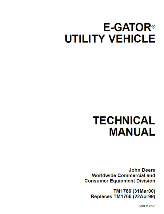 TM1766 John Deere E-Gator Utility Vehicle Technical Manual PDF
