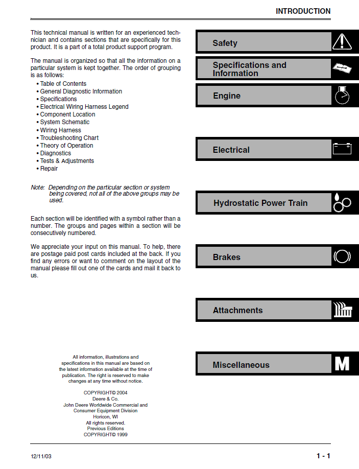 TM1778 John Deere ZTrak M653 M655 M665 Technical Repair Manual