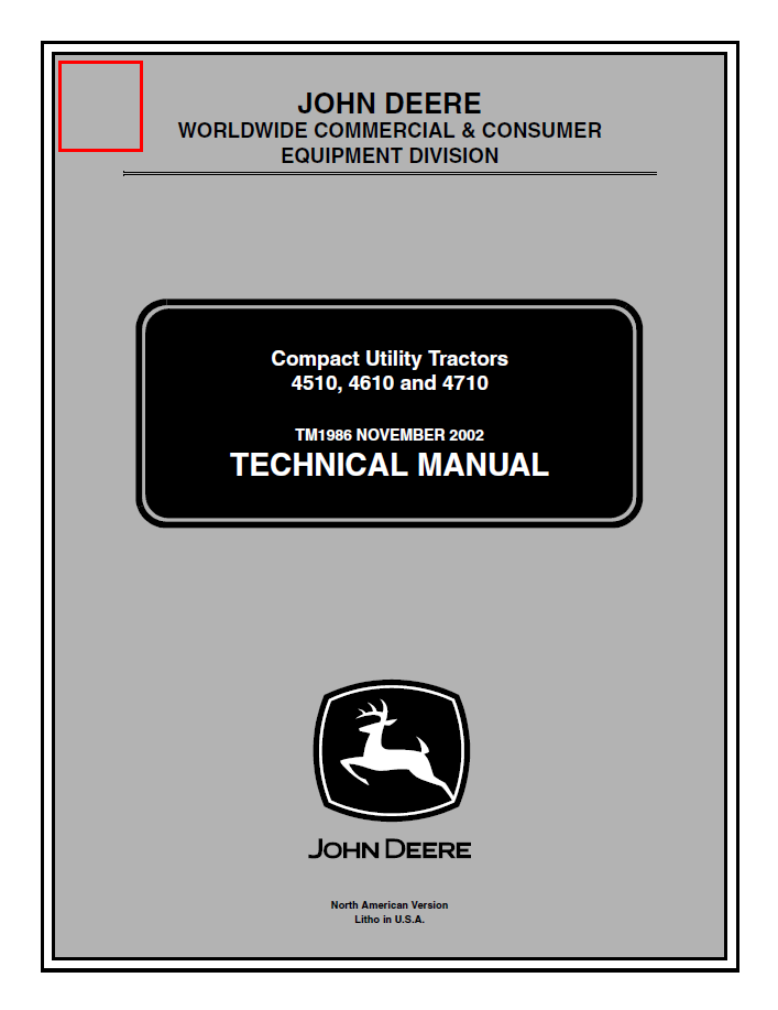 TM1986 John Deere 4510 4610 4710 Compact Utility Tractor Technical Manual PDF