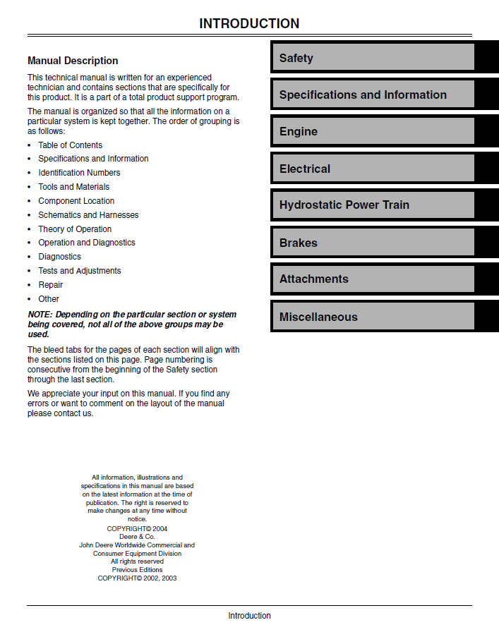 TM2003 John Deere Z-Trak 737 757 Mower Repair Service Manual