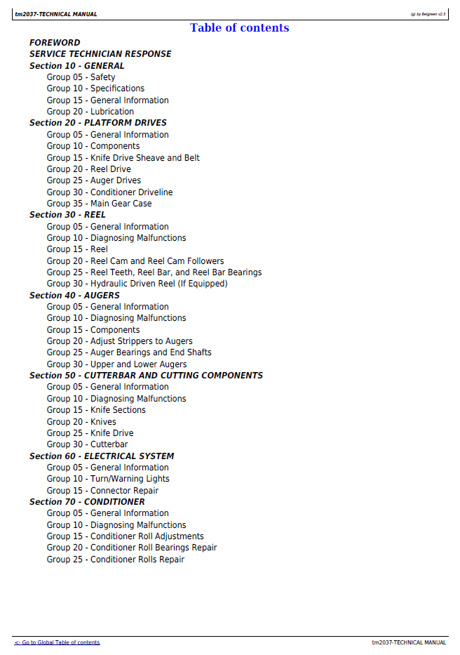 TM2037 John Deere 895 Crop Platform Diagnostic Service Guide