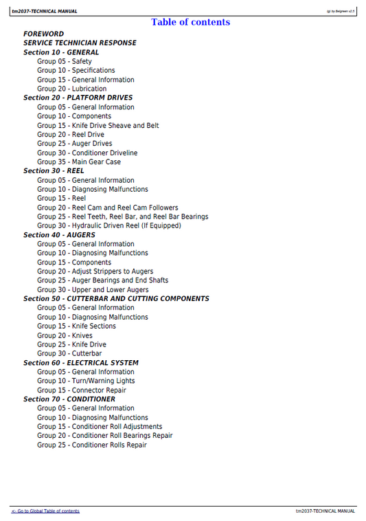 TM2037 John Deere 895 Crop Platform Diagnostic Service Guide