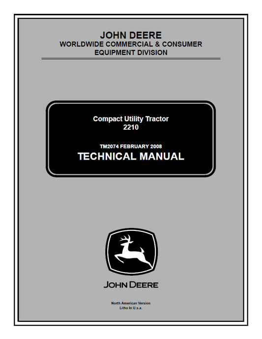 TM2074 John Deere 2210 Compact Utility Tractor Service Manual