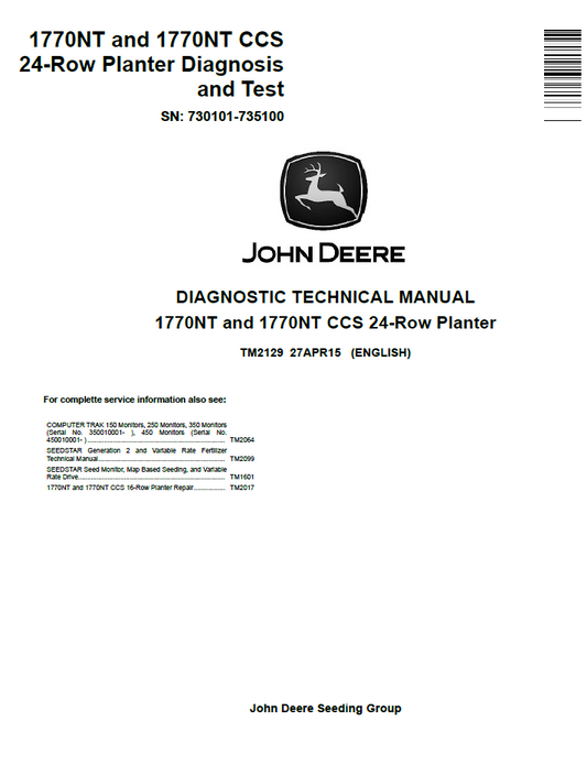 TM2129 John Deere 1770NT 1770NT CCS 24 Row Planter Manual