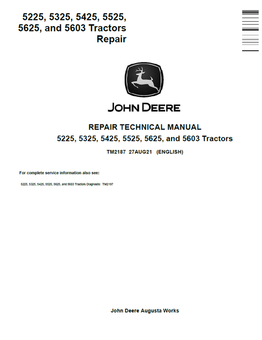 TM2187 John Deere 5325 5425 5525 5625 Tractor Repair Manual