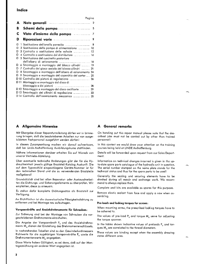 TM2226 Hydraulic Pump Manual for John Deere Linde BPV Series 100S 70S 50S 35S