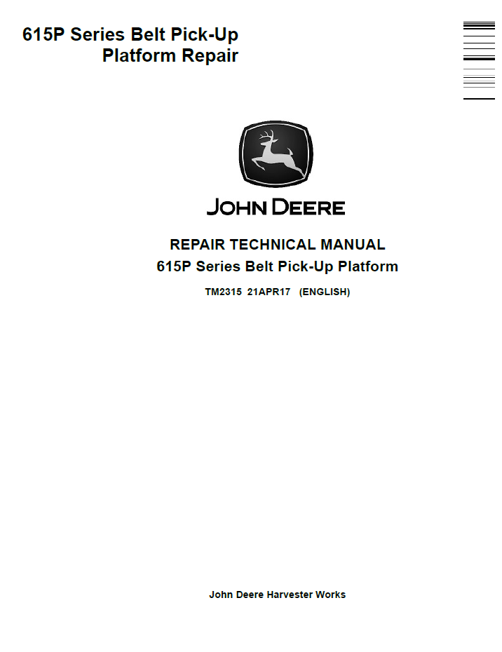TM2315 John Deere 615P Series Belt Pick-Up Platform Repair Manual