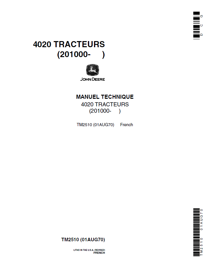 TM2510 John Deere 4020 Tractor Technical Service Repair Manual PDF