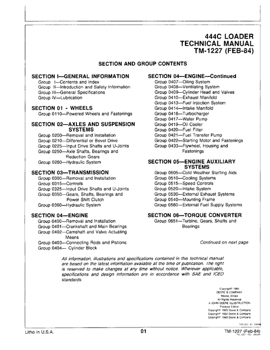 TM3236 John Deere 444C Wheel Loader Service Manual