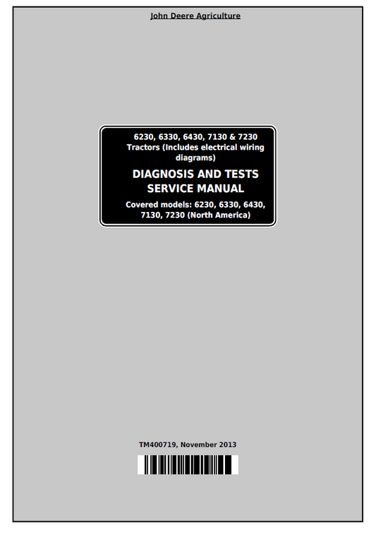 TM400719 John Deere 6230 6330 6430 7130 7230 Diagnosis Manual