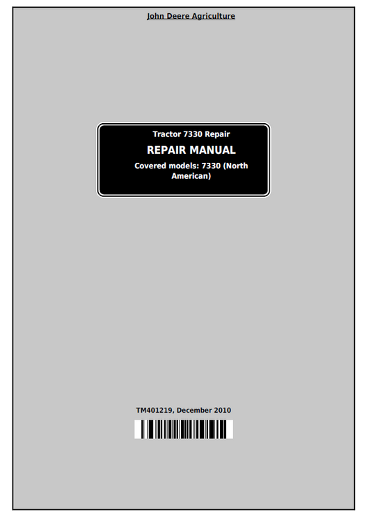 TM401219 John Deere 7330 Tractor Service Repair Manual PDF