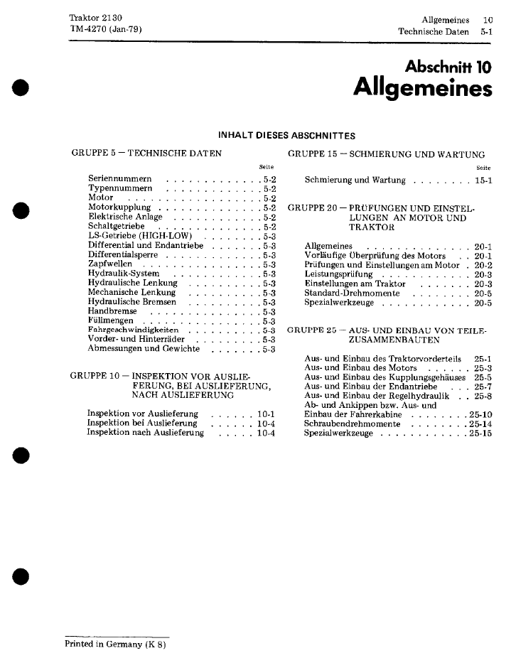TM4270 John Deere 2130 Tractor Repair and Diagnostic Guide