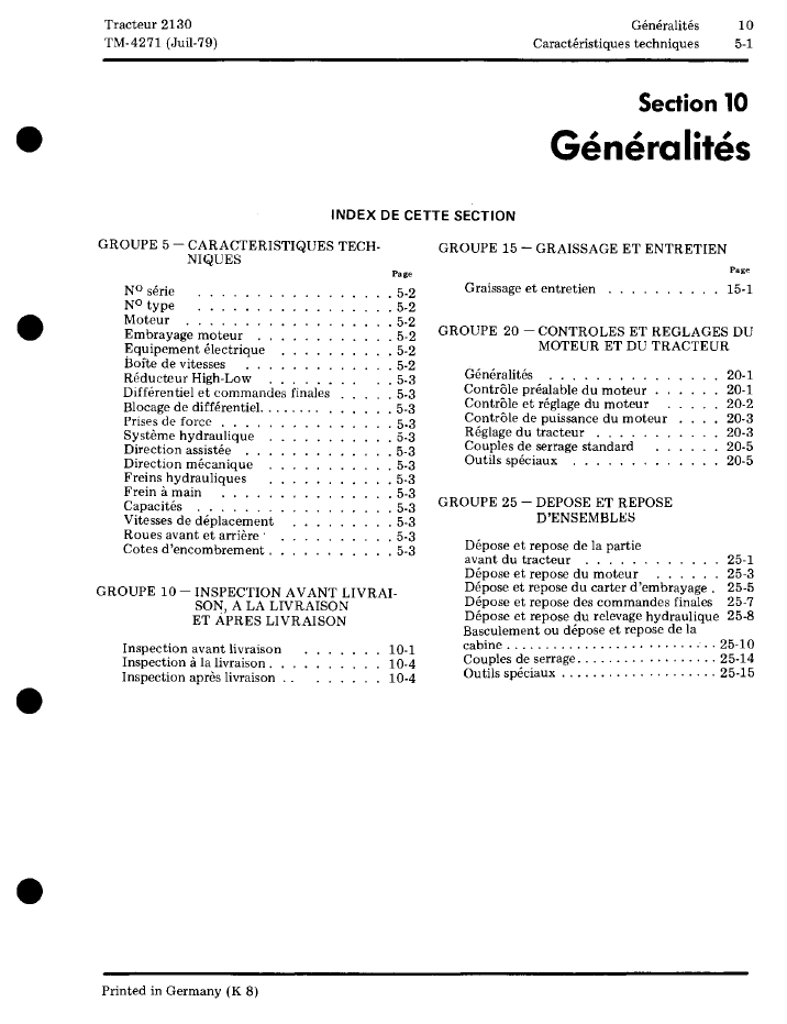 TM4271 John Deere 2130 Tractor Repair and Diagnostic Guide