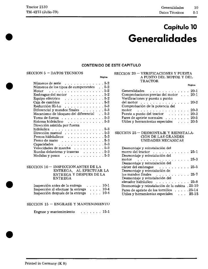 TM4273 John Deere 2130 Tractor Repair and Diagnostic Guide