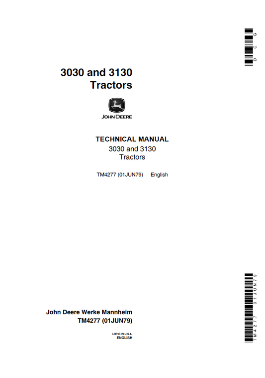 TM4277 John Deere 3030 3130 Tractor Technical Service Manual