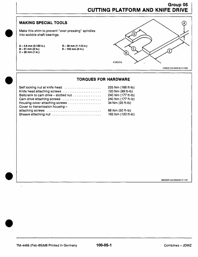 TM4468 John Deere Platform 483 583 683 Corn Head Repair Manual
