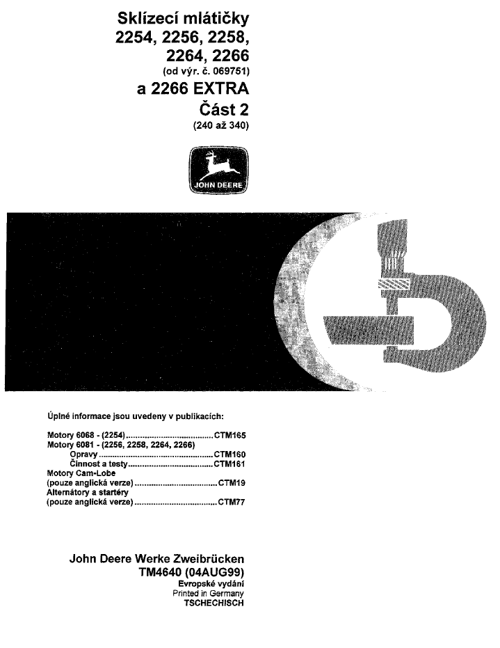 TM4496 John Deere 2254 2256 2258 2264 2266 Combine Technical Manual Part 2