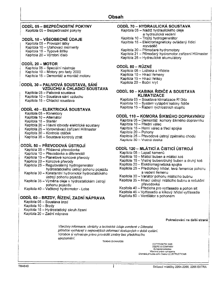 TM4496 Technical Manual for John Deere 2266 EXTRA Combine Harvester
