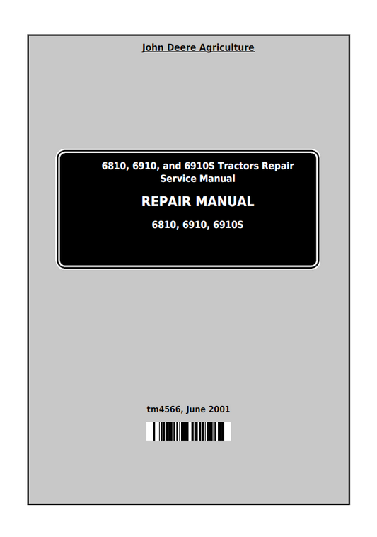 TM4566 John Deere 6810, 6910 & 6910S Tractor Workshop Repair Manual