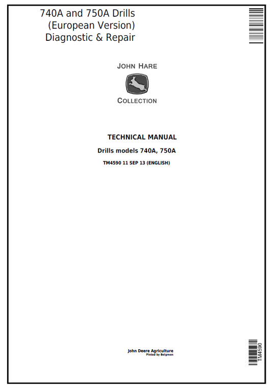 TM4590 John Deere 740A & 750A Drill Diagnostic Repair Manual