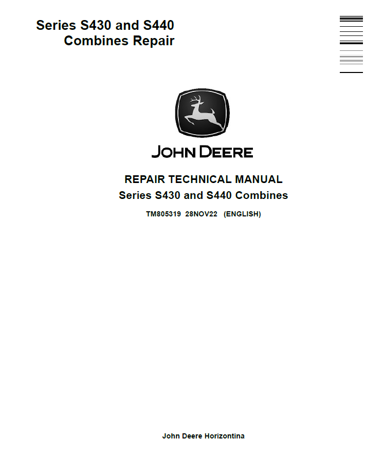 TM805319 John Deere S430 S440 Combine Repair Technical Manual PDF