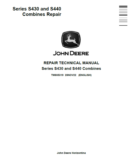 TM805319 John Deere S430 S440 Combine Repair Technical Manual PDF