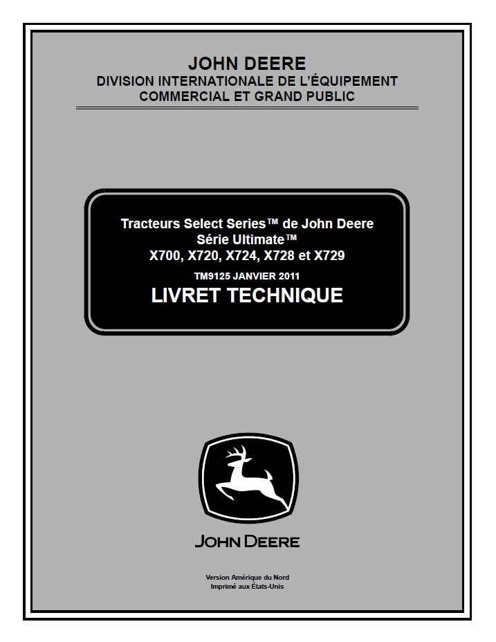 TM9125 John Deere X700 X720 X724 X728 X729 Tractor Service Manual PDF