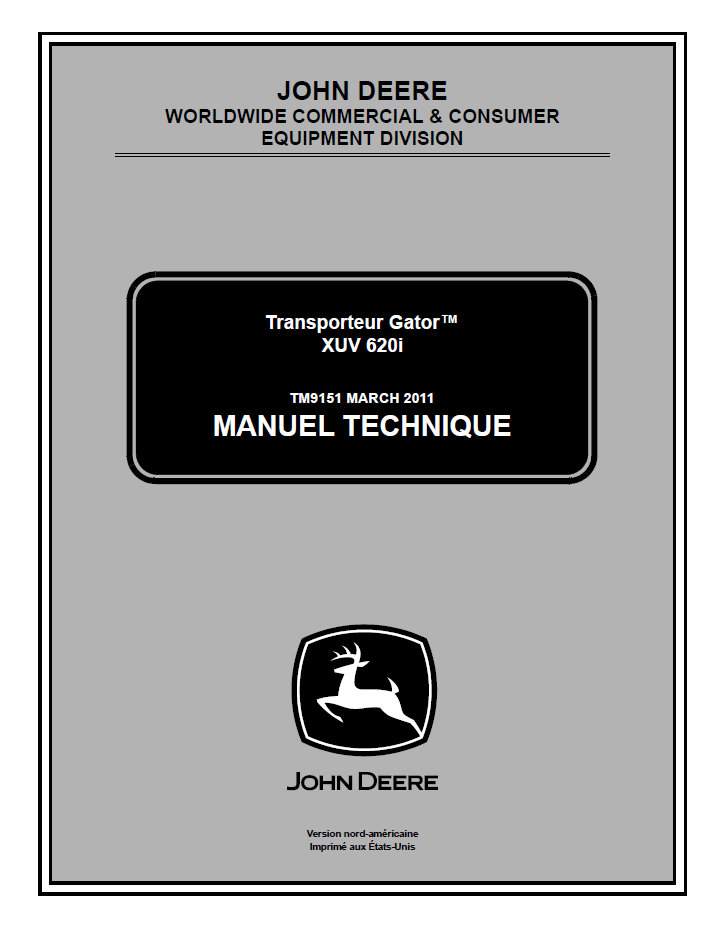 TM9151 John Deere 620E Transporter Gator XUV Repair Technical Manual PDF
