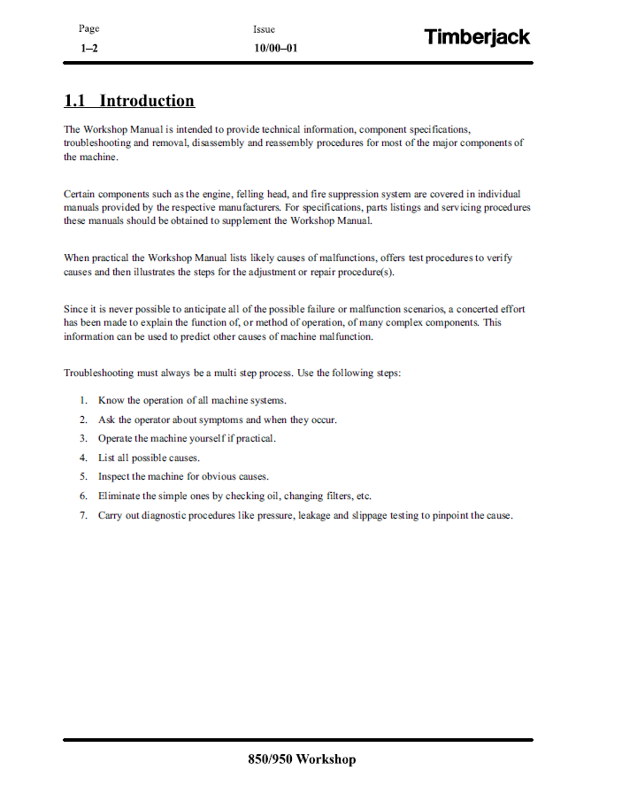 TMF292296 Feller-Buncher Repair & Maintenance Technical Manual