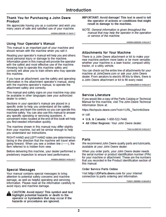 User Manual for John Deere ZTrak™ Pro Series Z900E, M, R Models