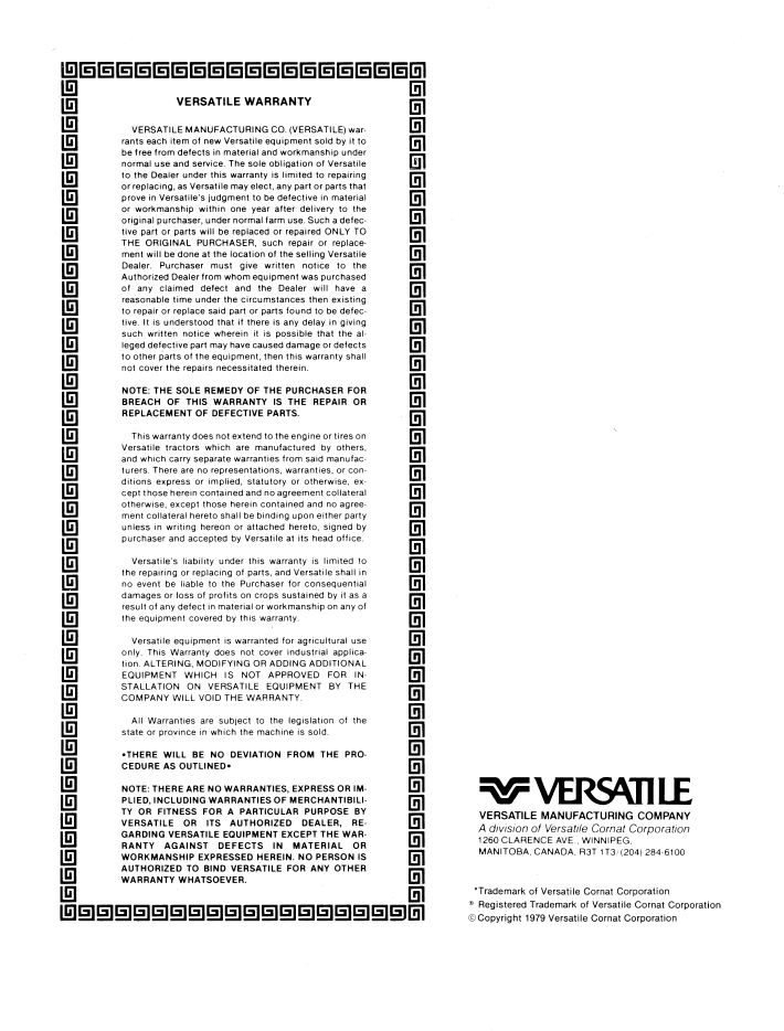 Versatile 150 Series 2 Tractor Operator Manual 42015012 PDF
