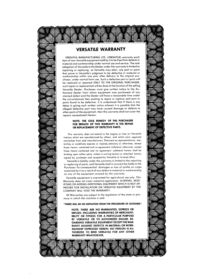 Versatile 150 Tractor Operator Manual 42015001 PDF