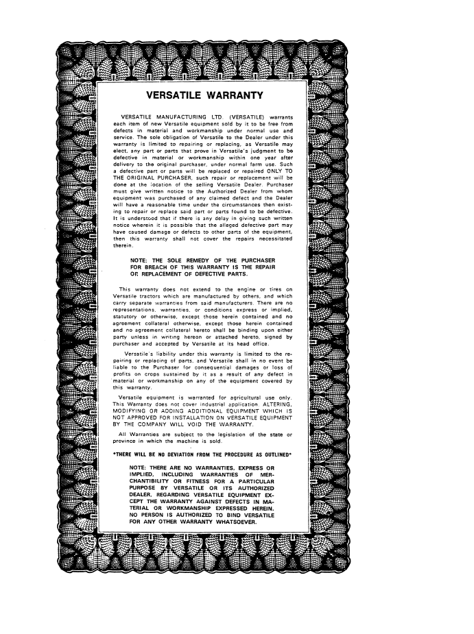 Versatile 150 Tractor Operator Manual 42015011 PDF