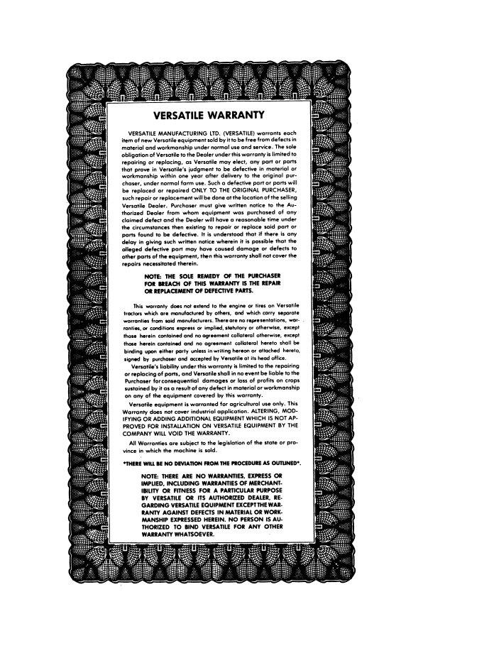 Versatile 300 4WD Tractor Operator Manual PDF 42030011