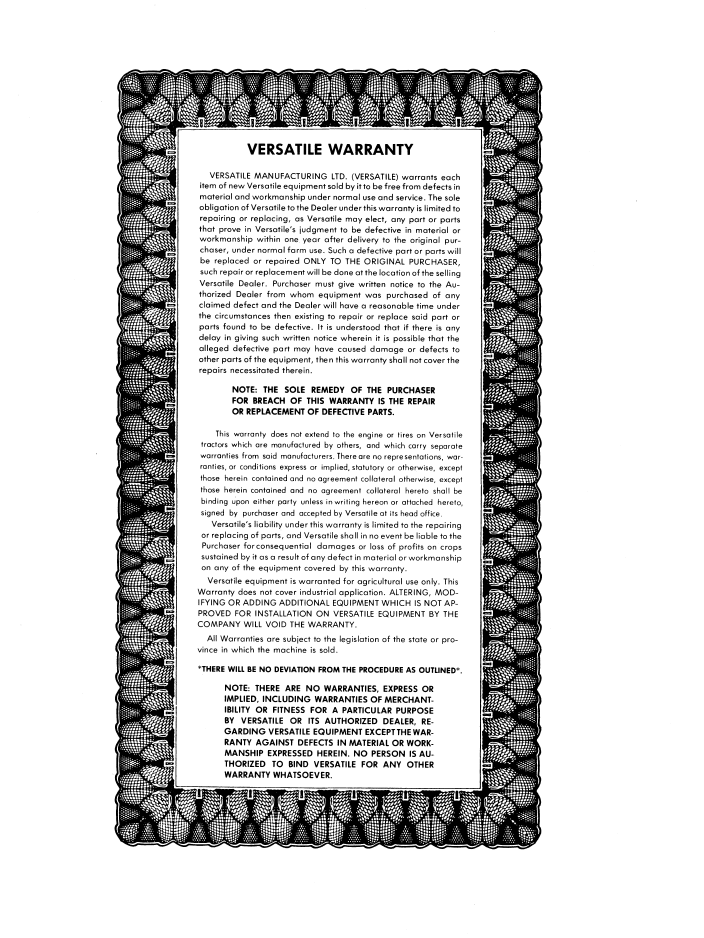 Versatile 750 and 800 Series 2 Tractor Operator Manual PDF
