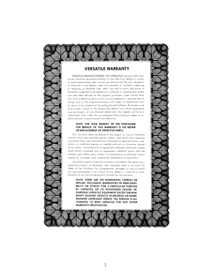 Versatile 800-850 4WD Tractor Operator Manual PDF 42080020