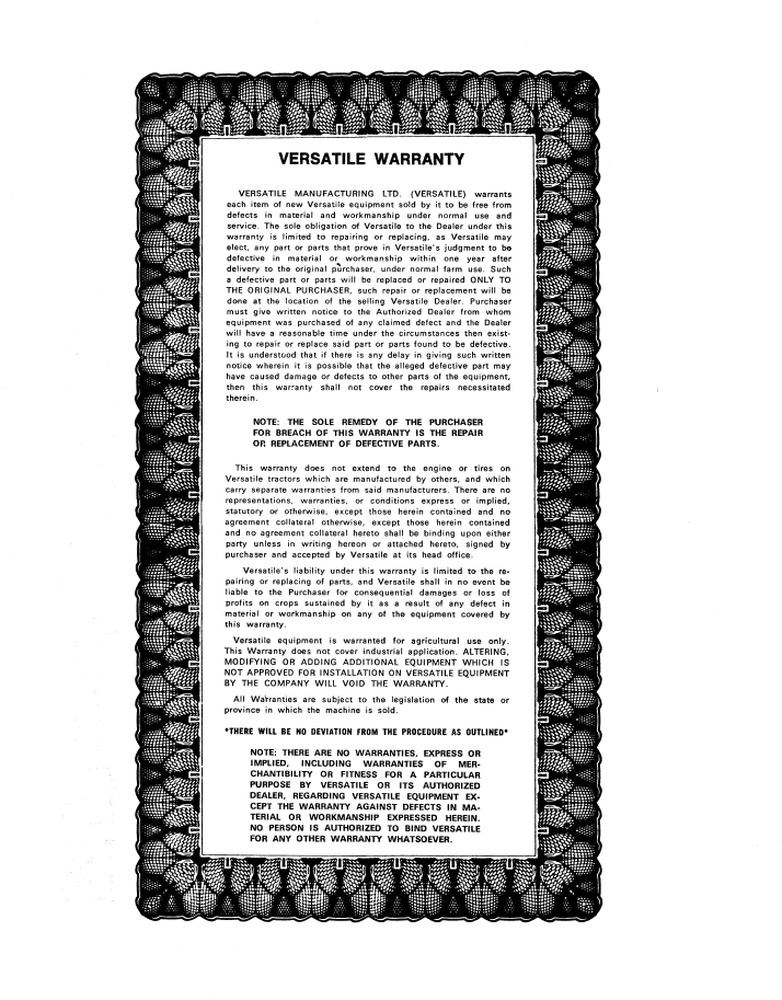 Versatile 835 855 875 Tractor Operator Manual PDF