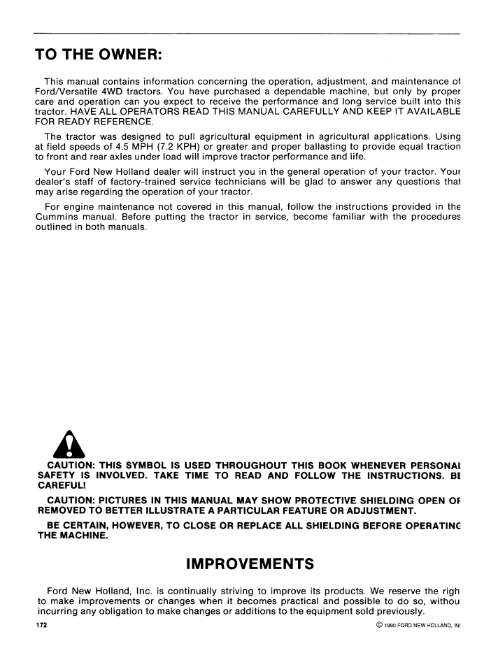 Versatile 846-976 Tractor Operator Manual PDF 42084651