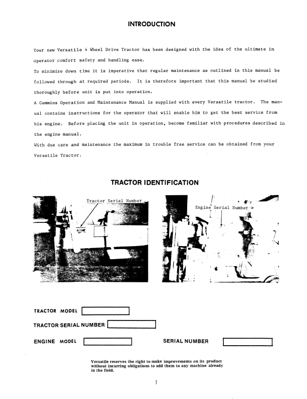 Versatile 900 4 Wheel Drive Tractor Manual PDF 42090004