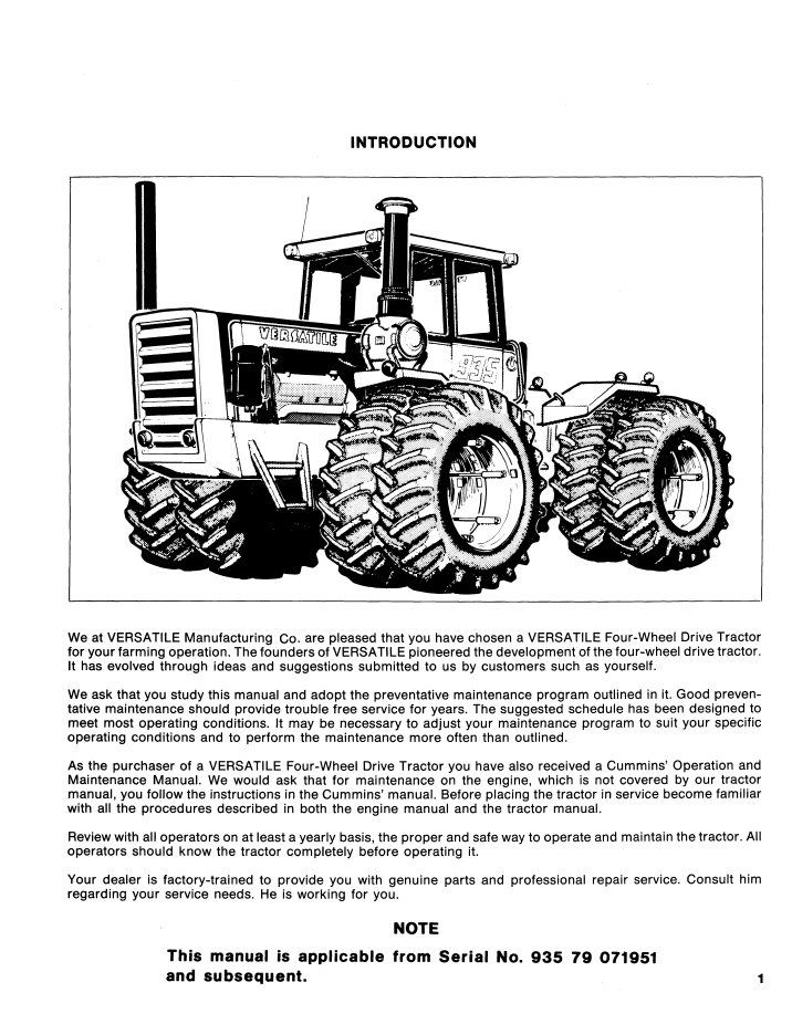 Versatile 935 Tractor Manual PDF | New Holland 42093511