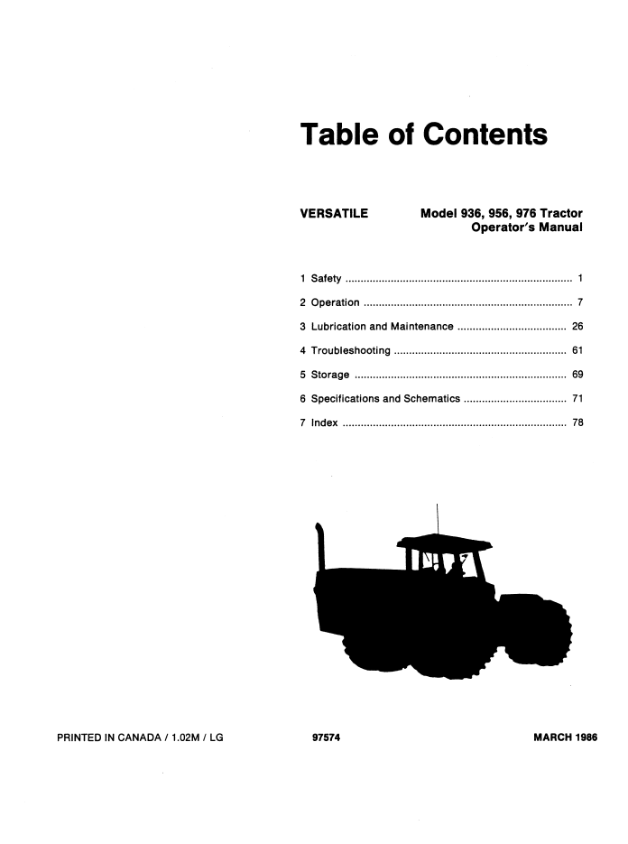Versatile 936 956 976 Tractor Operator Manual PDF 42093632