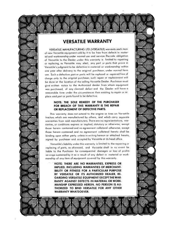 Versatile D118 D145 G125 Tractor Operator Manual 42011830 PDF