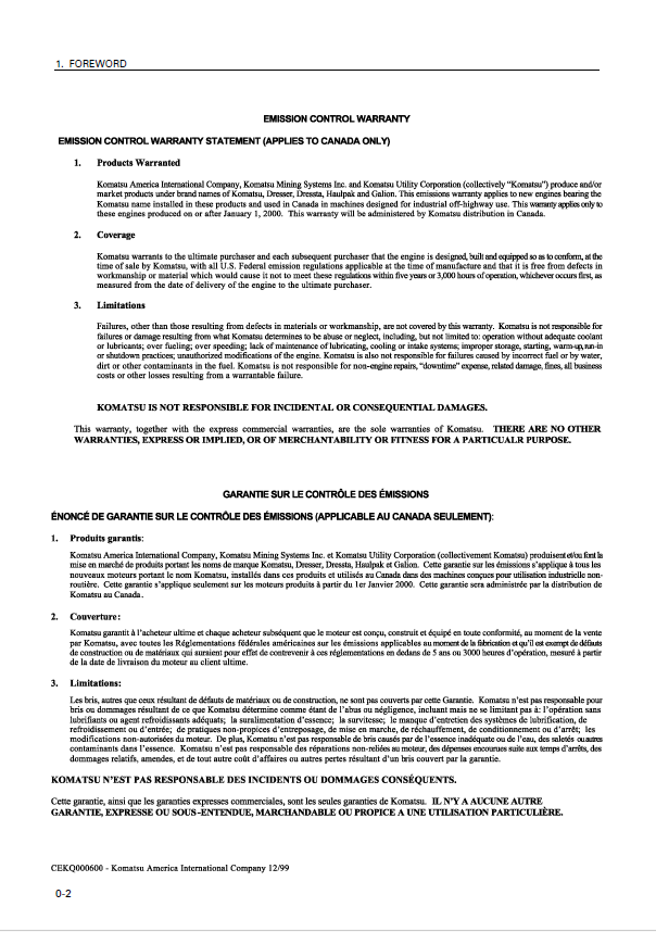 WA1200-3 Wheel Loader Operation, Maintenance & Service Manual
