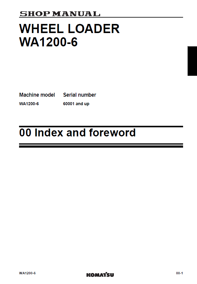 WA1200-6 Komatsu Wheel Loader Shop Manual SEN05475-09 PDF