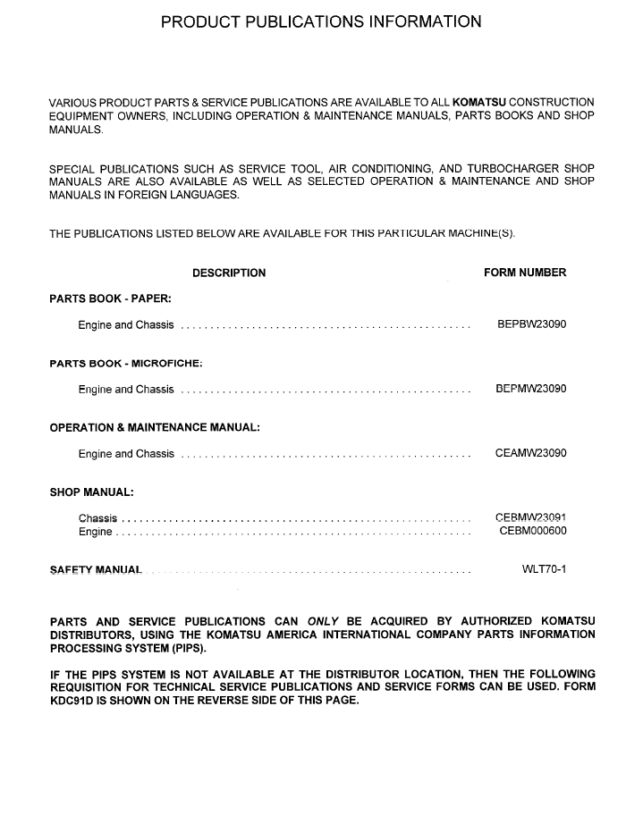 WA380-3 Wheel Loader Shop Manual CEBDW23091 PDF