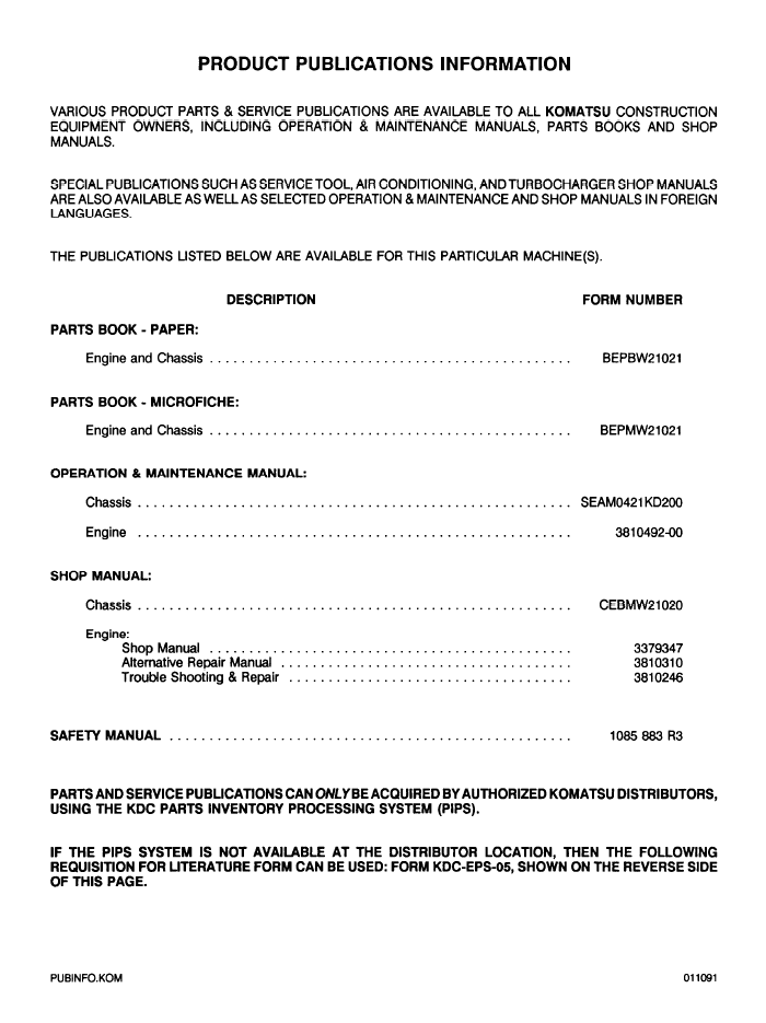 WA450-2 Wheel Loader Repair Manual CEBDW21020