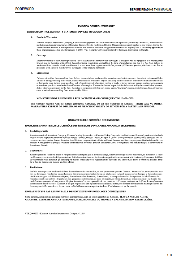 WA450-6 Wheel Loader Operation & Maintenance PDF Manual