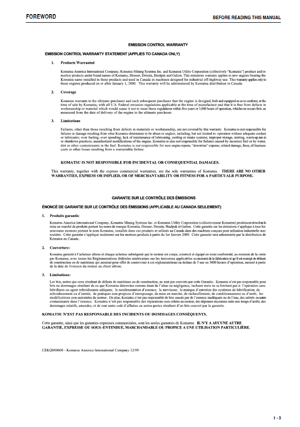 WA600-6 Wheel Loader Operation & Maintenance Service Manual PDF