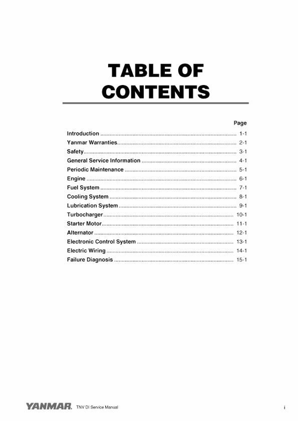 YANMAR 3TNV Series Engine Service Manual 917172 PDF